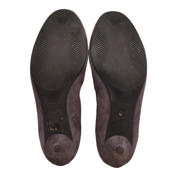 Authentic PRADA Size 38.5 Calzature Donna Grey Suede Kitten Heels - Picture 4 of 9